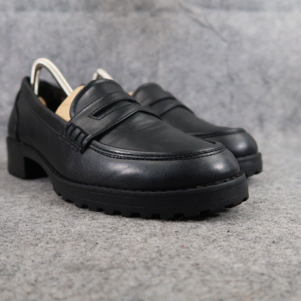 Time and Tru Shoes Women 8 Loafer Pump Block Heel Lug Sole Fashion Classic Black